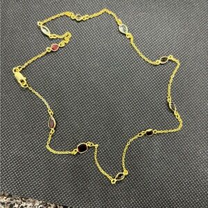 Silver (18k gold electroplated) Genuine Multi Stone Necklace